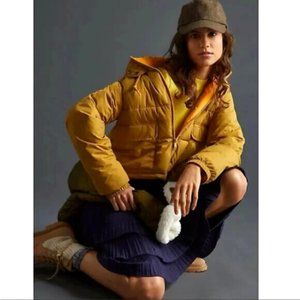 Anthropologie Pilcro XXS NWT Utility Puffer Jacket Coat Mustard gold yellow